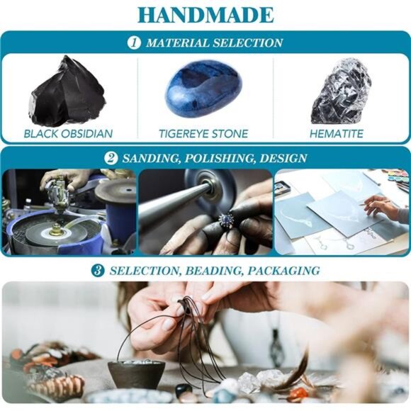 Mens Womens Triple Protection Bracelet Energy Crystal Handmade Healing Stone Jew - Picture 5 of 7